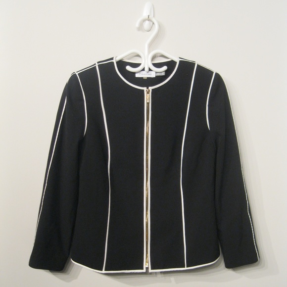 Calvin Klein Black Jacket Blazer Small Zip Front - Picture 1 of 6